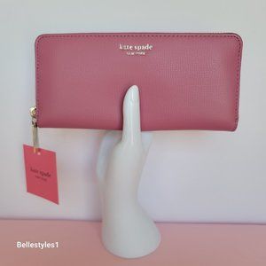 KATE SPADE Sylvia Slim Continental Crossgrain Leather Wallet-Blustery Pink ⭐